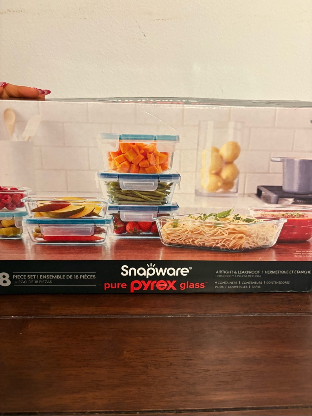 Pyrex Glass Food Storage Set - Clear with Blue Lids